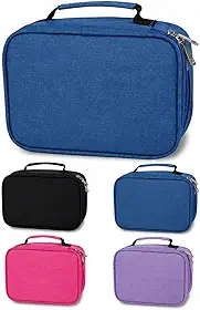Estojo Escolar Box Organizador 72 Divisórias Grande com Alça Porta Canetas e Lápis Case Escolar Multifuncional Removível Premium (Azul)