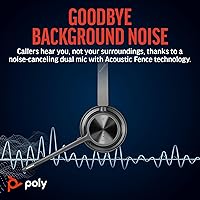 Vista 3 de Poly Voyager 4320 UC Wireless Headset (Plantronics) - Stereo Headphones w/Noise-Canceling Boom Mic - Connect PC/Mac/Mobile via Bluetooth - Works