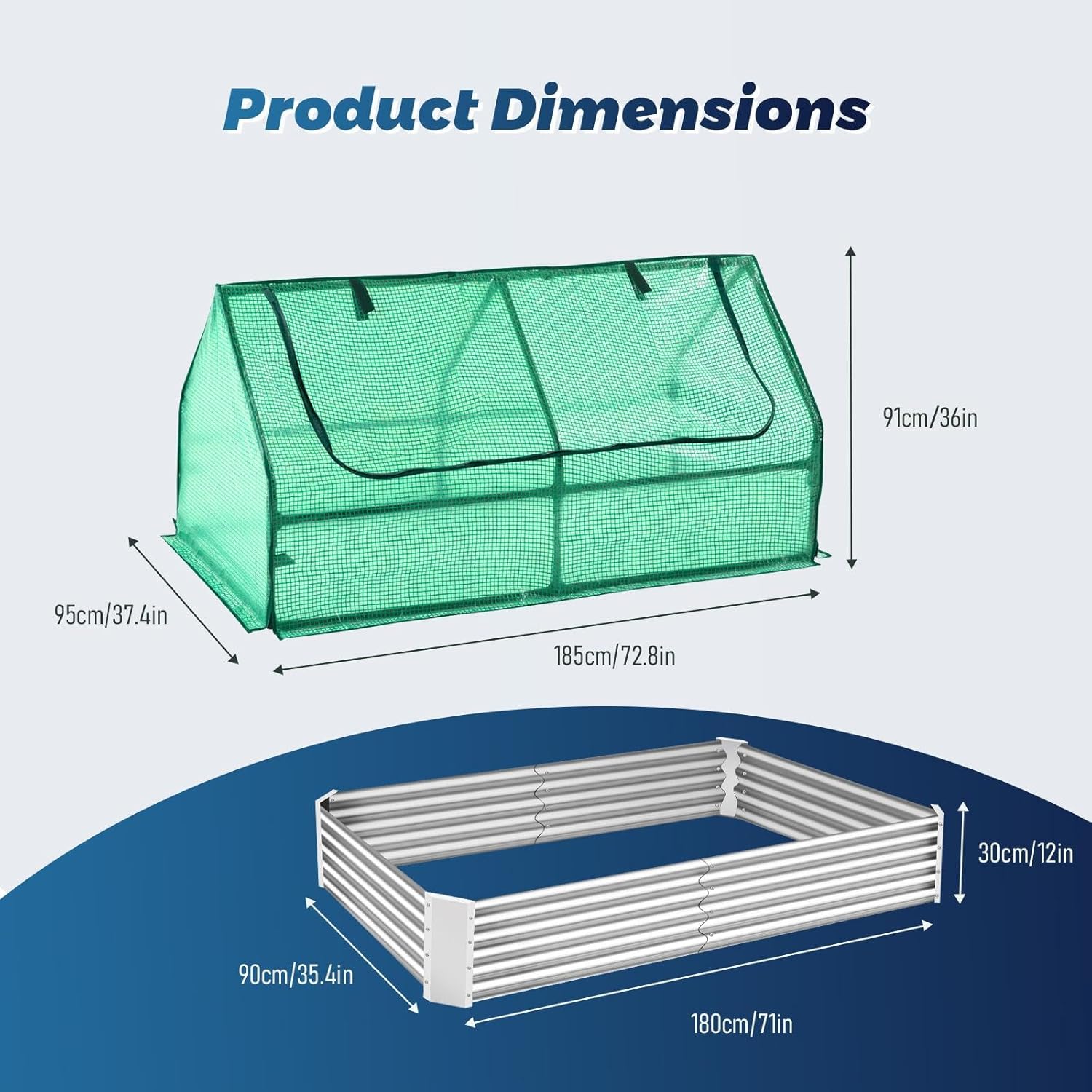 Raised Garden Bed with Cover, Portable Mini Greenhouse, 6FT x 3FT Galvanized Metal Planter Box, Ideal for Vegetables, Herbs, and Flowers