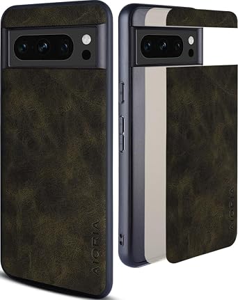 لـ Google Pixel 8 Pro Case ، غطاء جلدي ممتاز تصميم ريترو ، حافظة هاتف واقية كاملة لـ Google Pixel 8 Pro 5G Olive