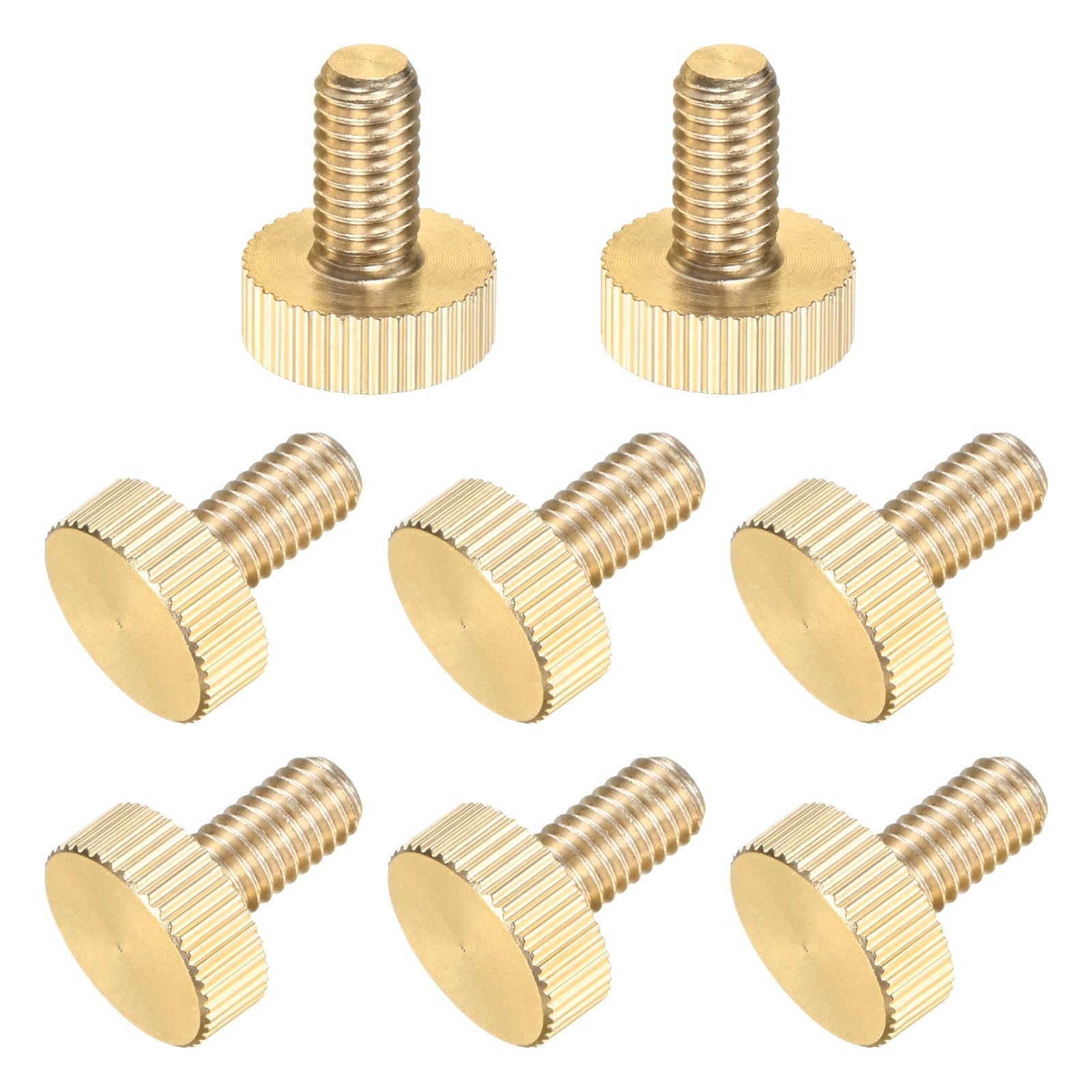 M METERXITY 8-Pack Knurled Thumb Screws, M6x12mm Solid Brass Flat Head Knurled Head Bolts Fasteners for PC Computer Cases/Electronic/Mechanical/Home, Fully Threaded Thumbscrew