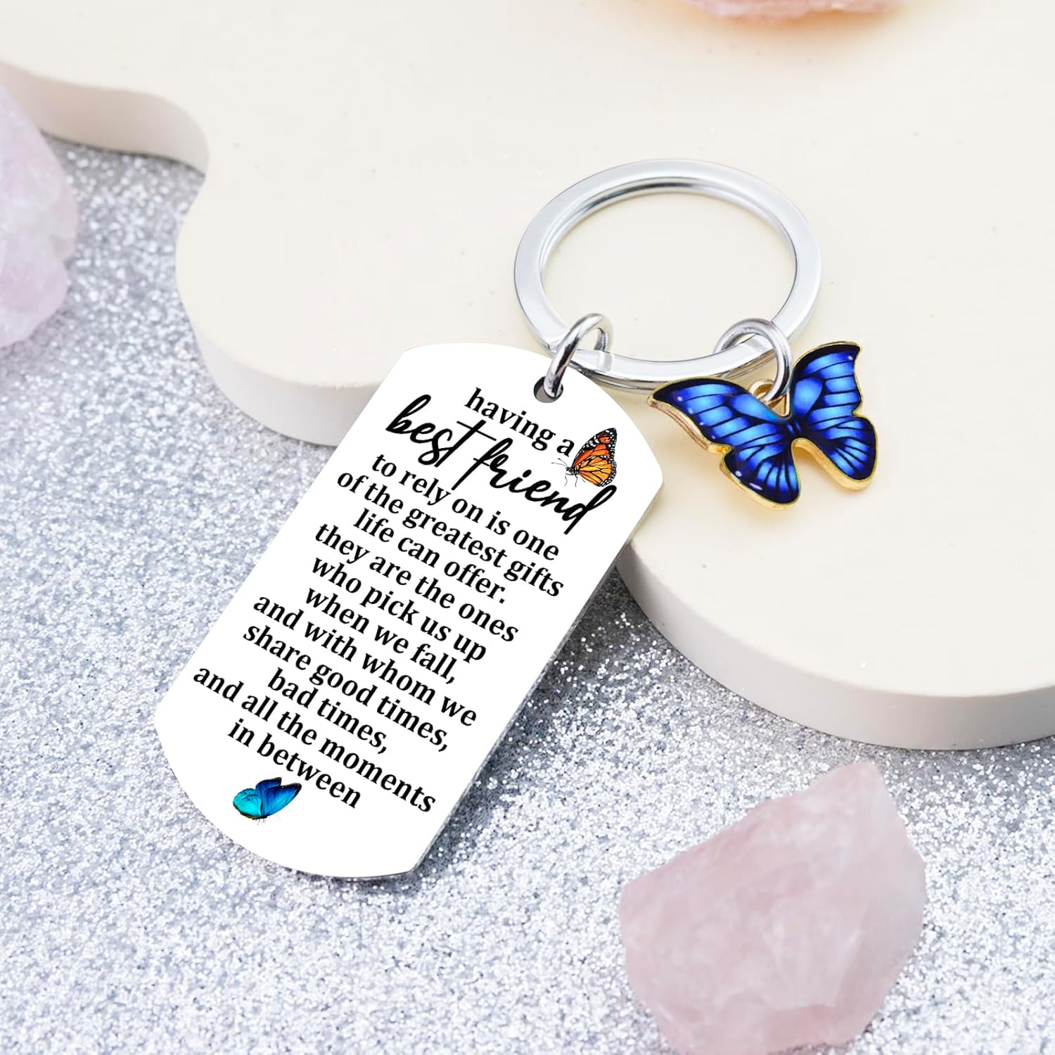 Best Friend Keychain Gifts for Women Long Distance Friendship Gifts for Best Friend Bestie Sister Birthday Valentine's Day Gift for Friend - Image 3