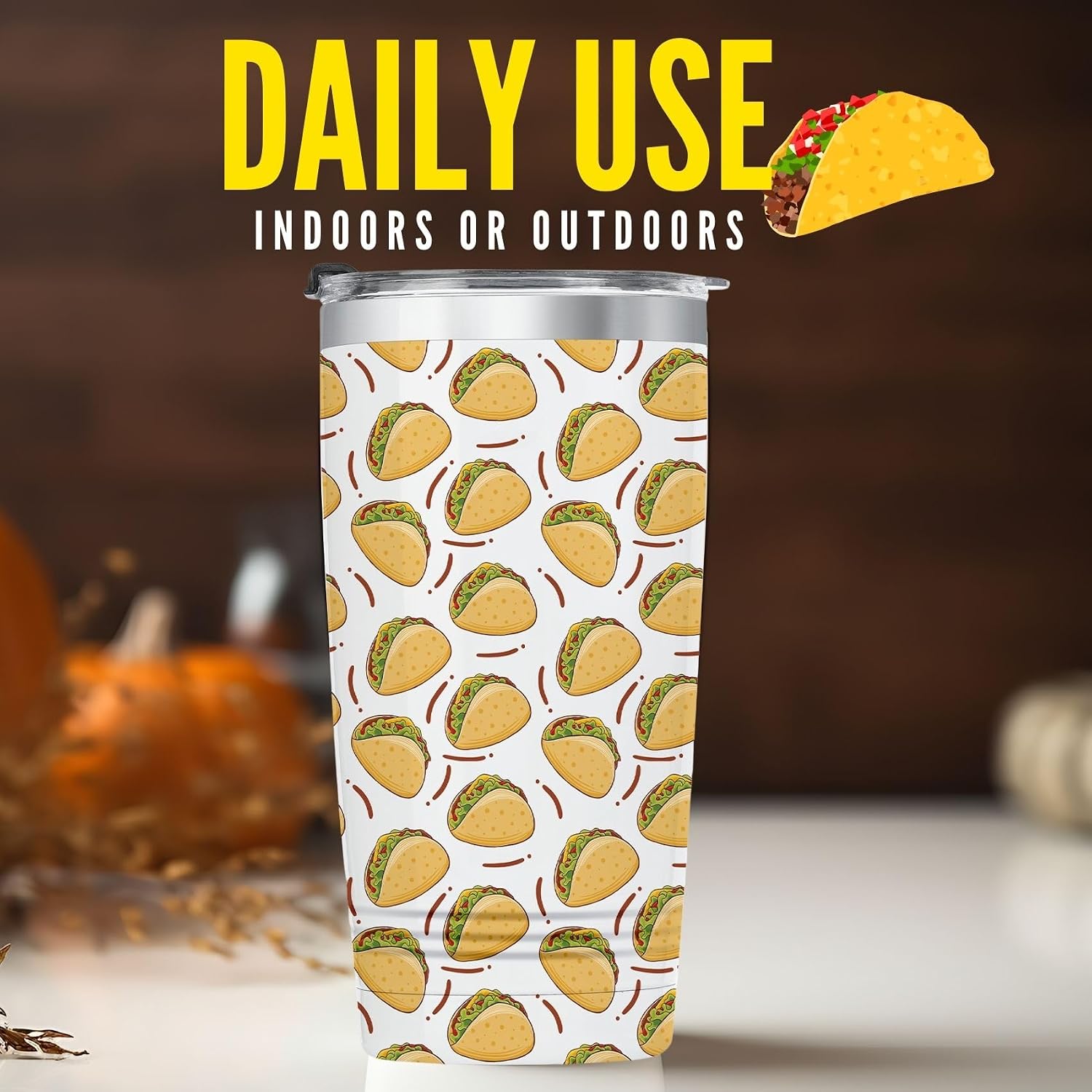 Onebttl Taco Tumbler, Stainless Steel 20OZ Insulated Tumbler, Gift for Taco Lovers, Women, Men, Girls, Coworkers