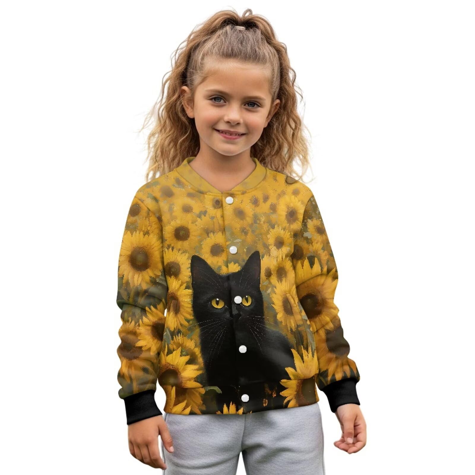 chaqlin Camisetas de béisbol para niñas, con botones, manga larga, con gráficos, ropa de punto para niñas