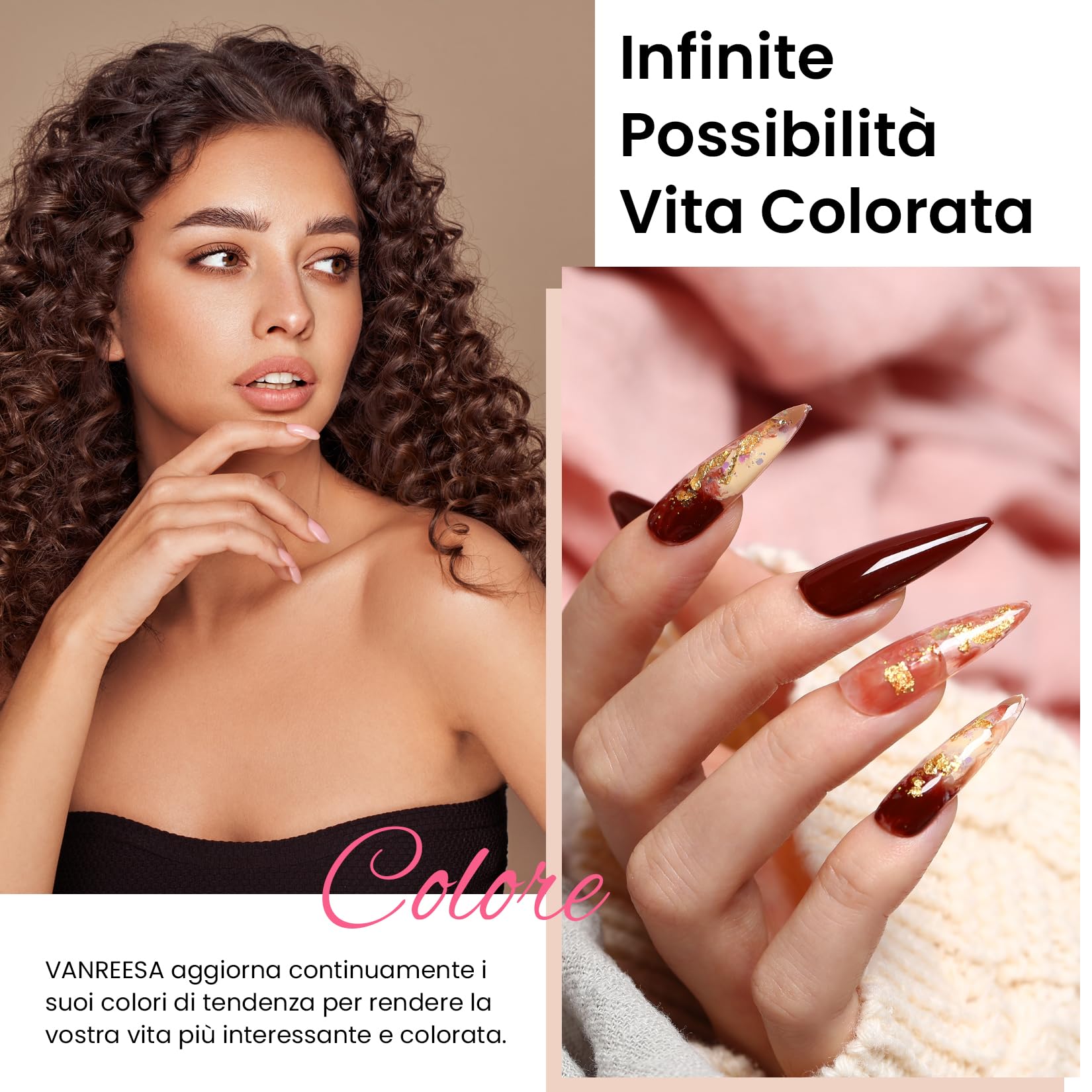 VANREESA 55 Colori Kit Semipermanente Unghie, 77PZ Kit Unghie Gel Completo con Top Base Opaco Brillantini Coat e Lampada UV Led Unghie 48W e Strumenti per Manicure, Set Manicure per Principianti