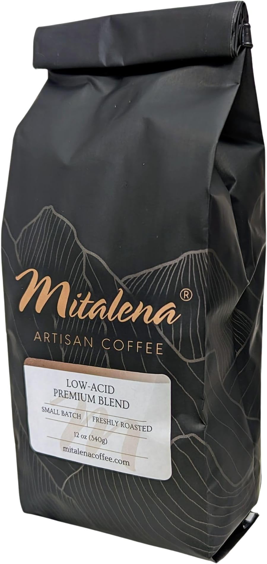 Mitalena Artisan Coffee - Premium Blend Low Acid Coffee Bean for Sensitive Stomach Coffee Lovers, Small Batch, Smooth Coffee Beans, Mold Free - Prevents Acid Reflux - Whole Bean - 12 oz