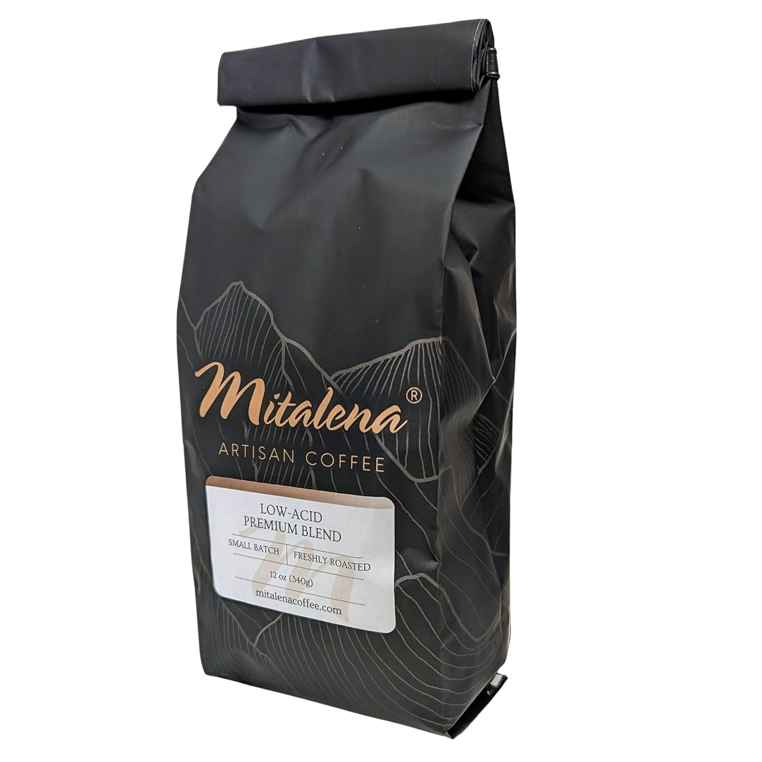 Mitalena Artisan Coffee - Premium Blend Low Acid Coffee Bean for Sensitive Stomach Coffee Lovers, Small Batch, Smooth Coffee Beans, Mold Free - Prevents Acid Reflux - Whole Bean - 12 oz