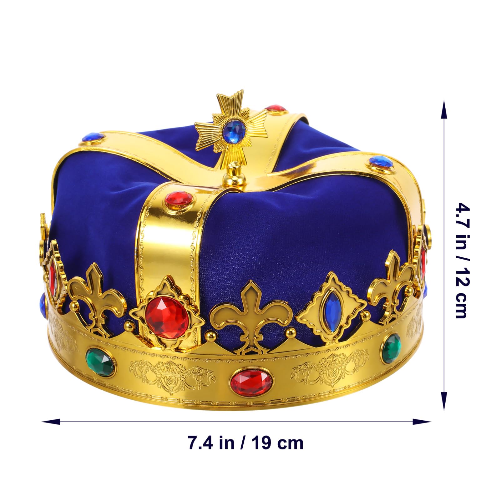 Toyvian King Crown - Royal King Crown Jeweled Queen Tiara for Boys Men Halloween Costume Accessories Prom Party Cosplay, Blue - Image 2