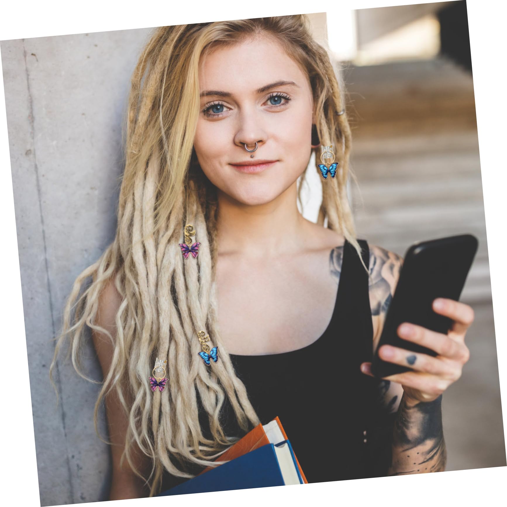 60 Piezas Rastas Africanas Anillos Para El Cabello Pinzas Para El Cabello De Puños De Rastas Puños De Pelo Pinzas Para Rastas Miedo Aleación De Zinc Colgante Chica