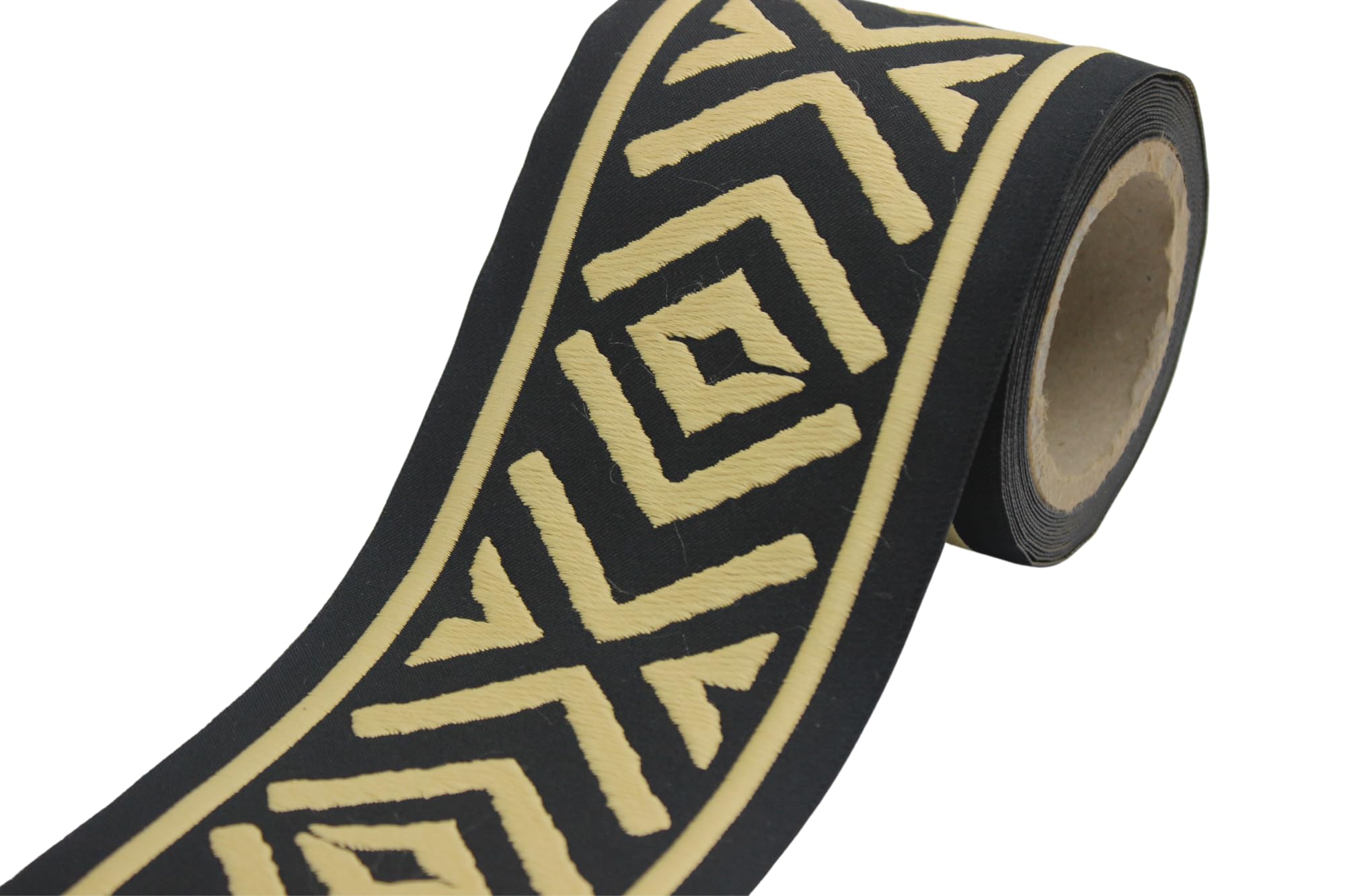 Ruban jacquard géométrique pour personnaliser vos rideaux, 3 m noir or