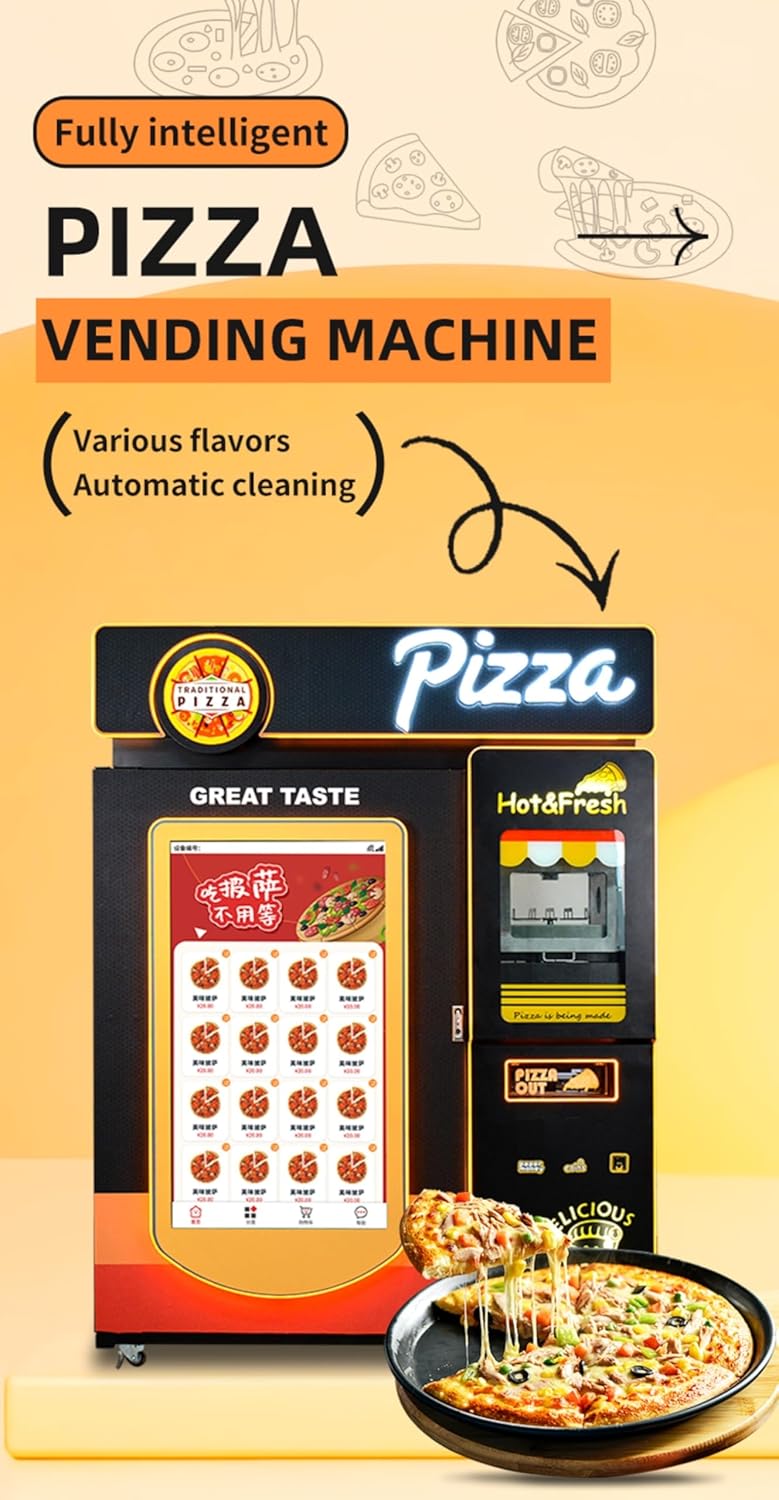 Outdoor Pizza Vending Machine Fully Automated 24/7 Pizza Making Machine with Touch Screen Interface & Contactless Payments 3-Minute Freshly Pizza Vendor for Schools & Public Facilities