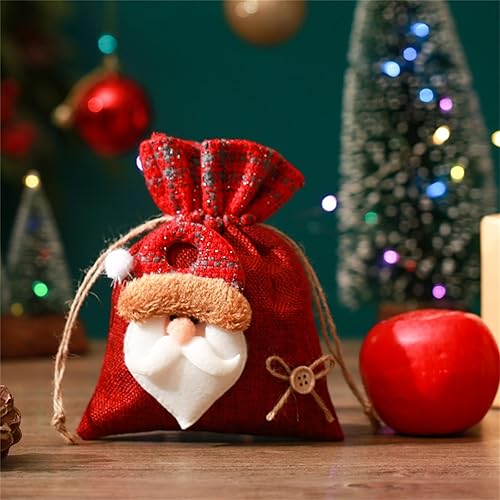 Miniatura 4 de LONGLUAN Bolsas de regalo de Navidad, bolsas de Navidad con cordón de Papá Noel, bolsas de regalo de Navidad con cordón, cajas de Navidad para