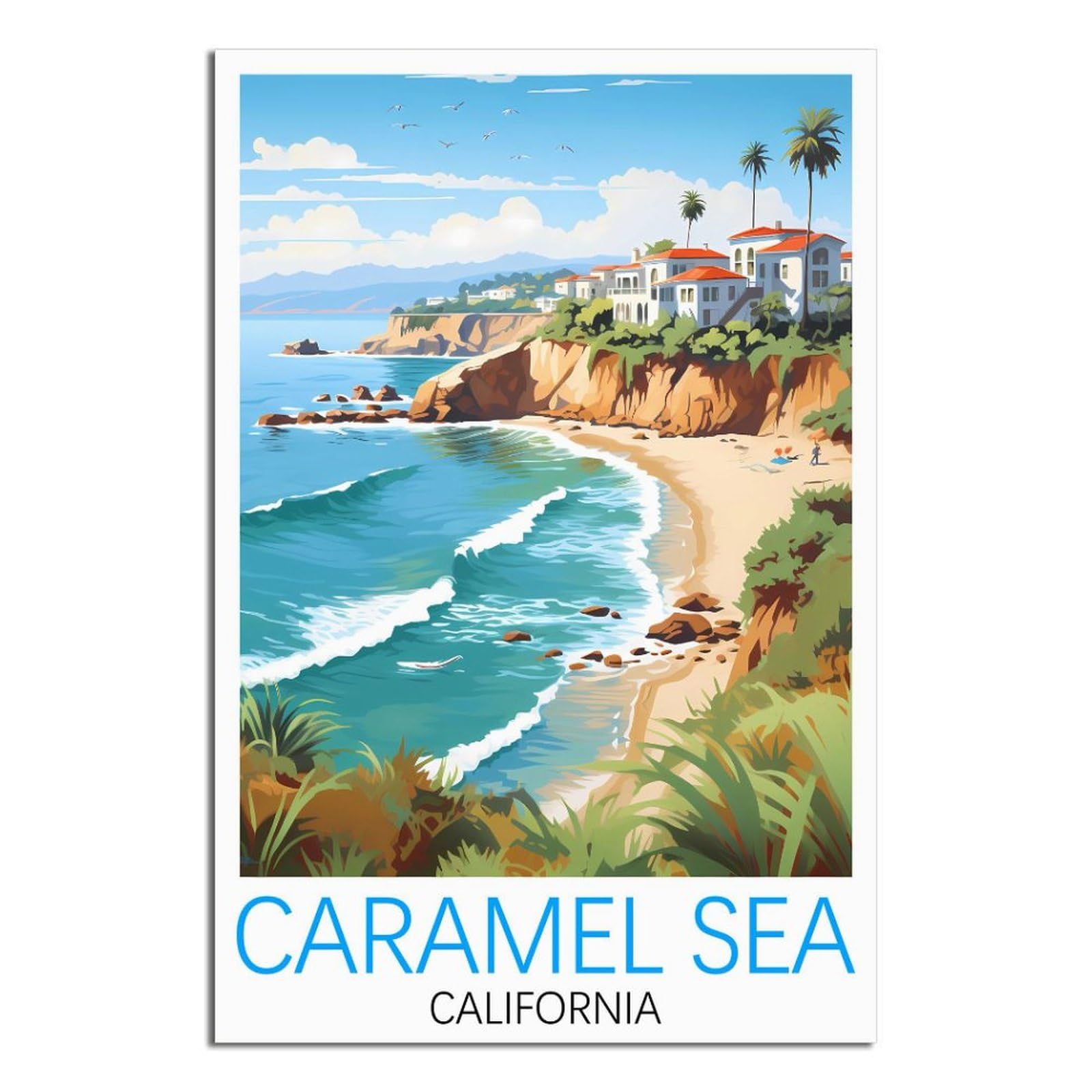 EZMLFA 5D Diamond Painting Kits,Caramel Sea California Diamond Art Kits Adults, Create Your Own Diamond Painting Full Drill Gifts for Home Decor 30x40cm