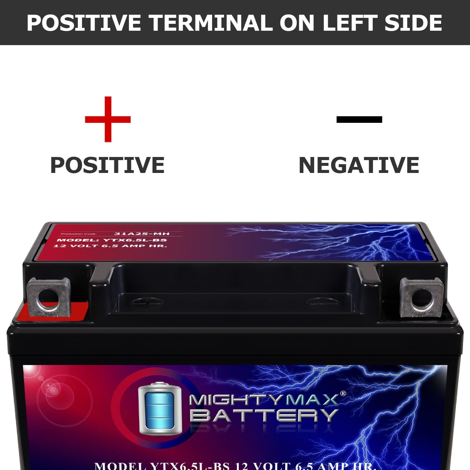 Mighty Max Battery YTX6.5L-BS 12V 6.5AH Replacement Battery Compatible with Motorcycles, Scooter