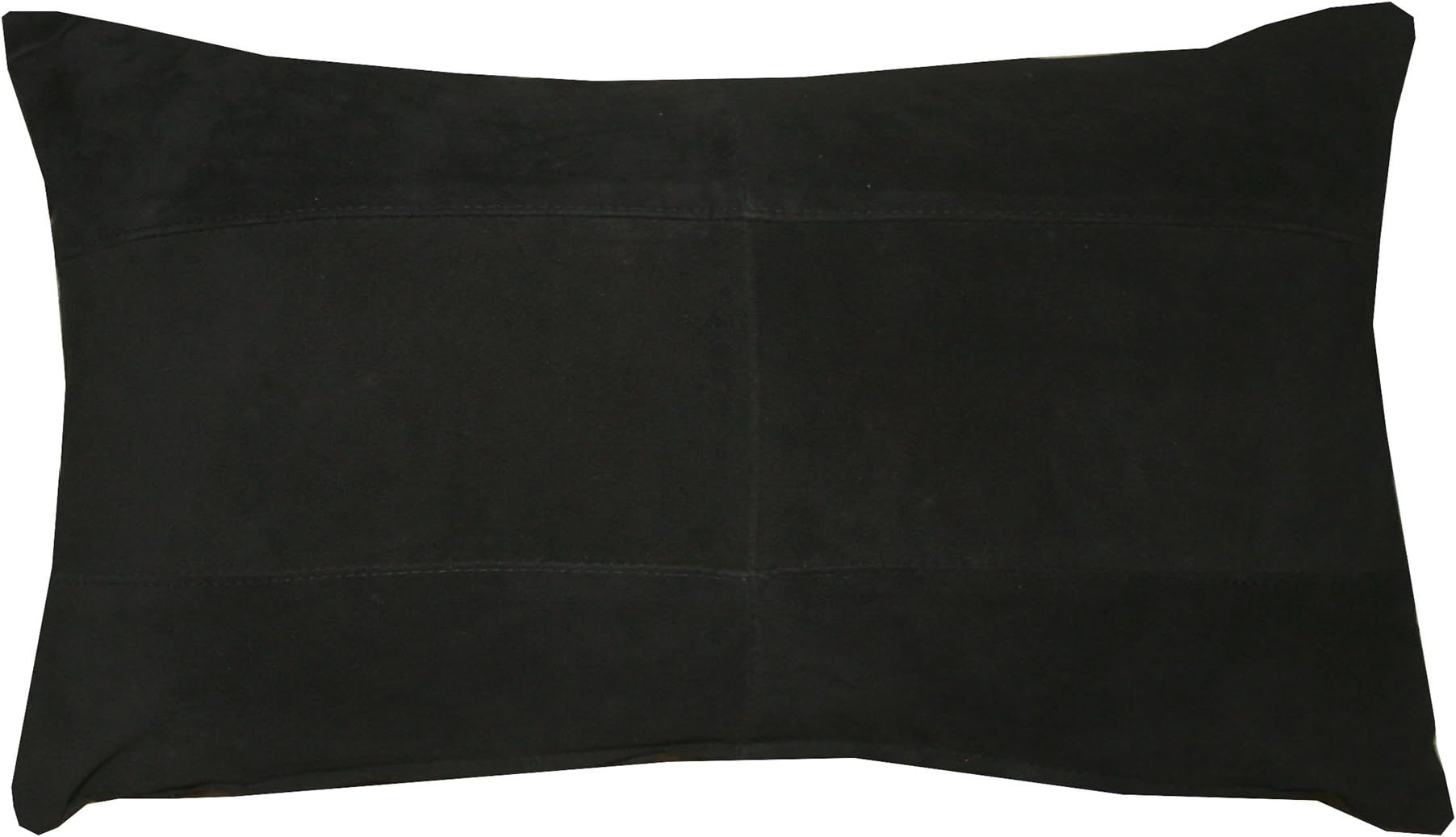 Genuine suede leather cushion cover with black window panes. 12in x 20in or 30cm x 50cm