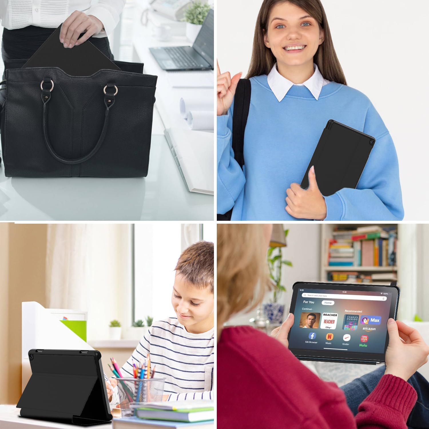 Amazon Fire HD 8 Tablet Case,(12th/10th Generation,2024/2022/2020 Release),Slim Trifold Stand Protective Cover TPU Back,Support Auto Sleep/Wake,(Black)