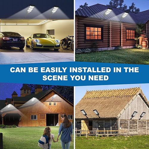 Miniatura 6 de Luces solares impermeables para exteriores, paquete de 6, luces solares de inundación, sensor de movimiento del atardecer al amanecer, luces LED de