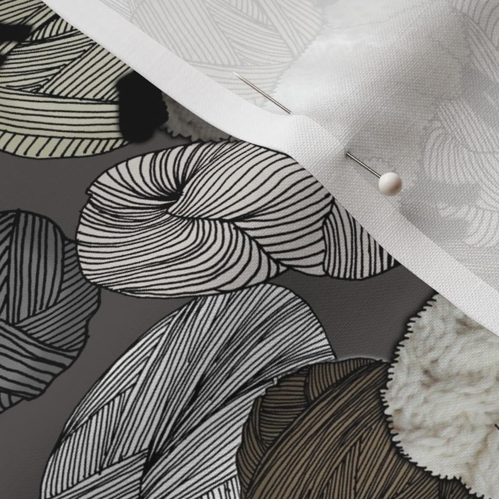 Spoonflower Fabric - Sheep Balls Fisherman Sweater Ireland Irish Cute Neutral Black Farm Printed on Petal Signature Cotton Fabric by The Yard - Sewing Quilting Apparel Crafts Decor