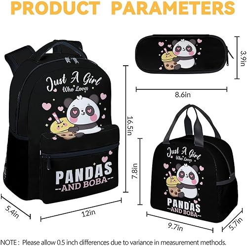 Miniatura 10 de Mochila Panda para niñas y niños, mochilas negras de 16 pulgadas para la escuela, bonita bolsa ligera y duradera para niños, Panda1-2, Personalizado