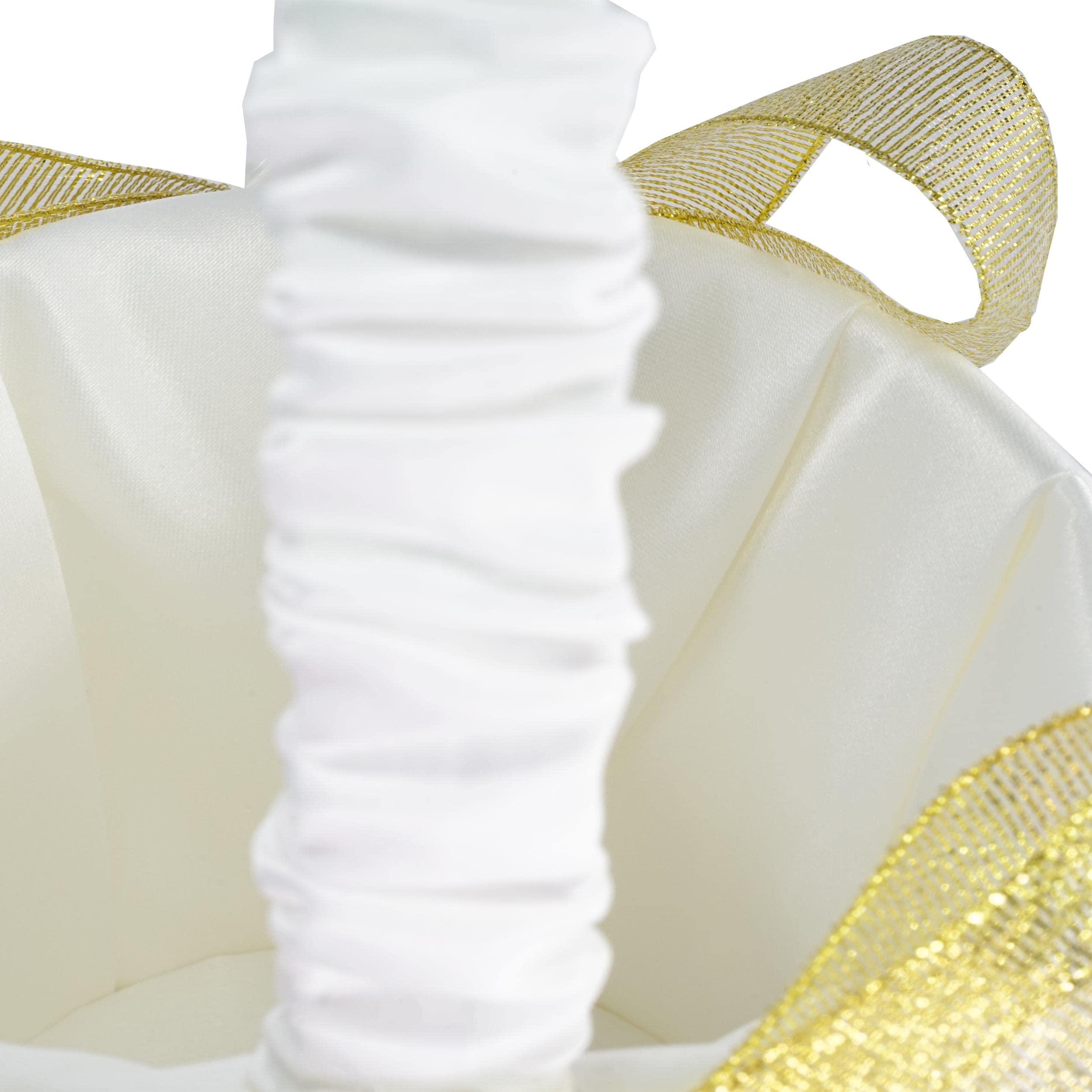 EinsSein 2 cestini da spargere per matrimonio, dorati - 17x26x13 Petali cestini da Sposa Fiore in Raso Confetti Cesto Damigella Bambina Vimini con Manico Porta Rivestiti