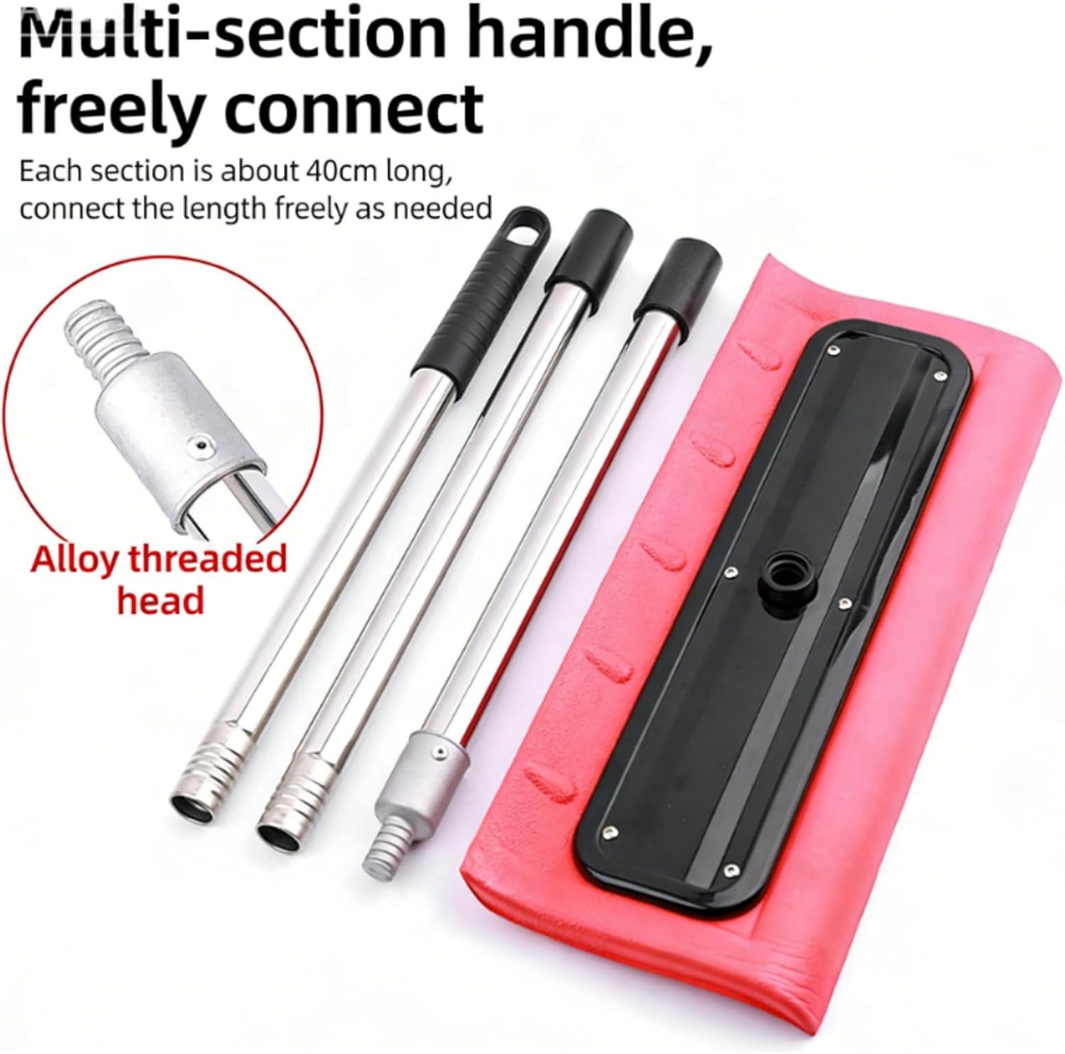 Foam Head Roof Snow Rake, Snow Roof Rake with 2m Pole, Lightweight No-Scratch Snow Brush for Vehicles, Pole-Compatible Design for Winter Snow Removal, for Roof Vehicle Driveway Outdoor (1set)