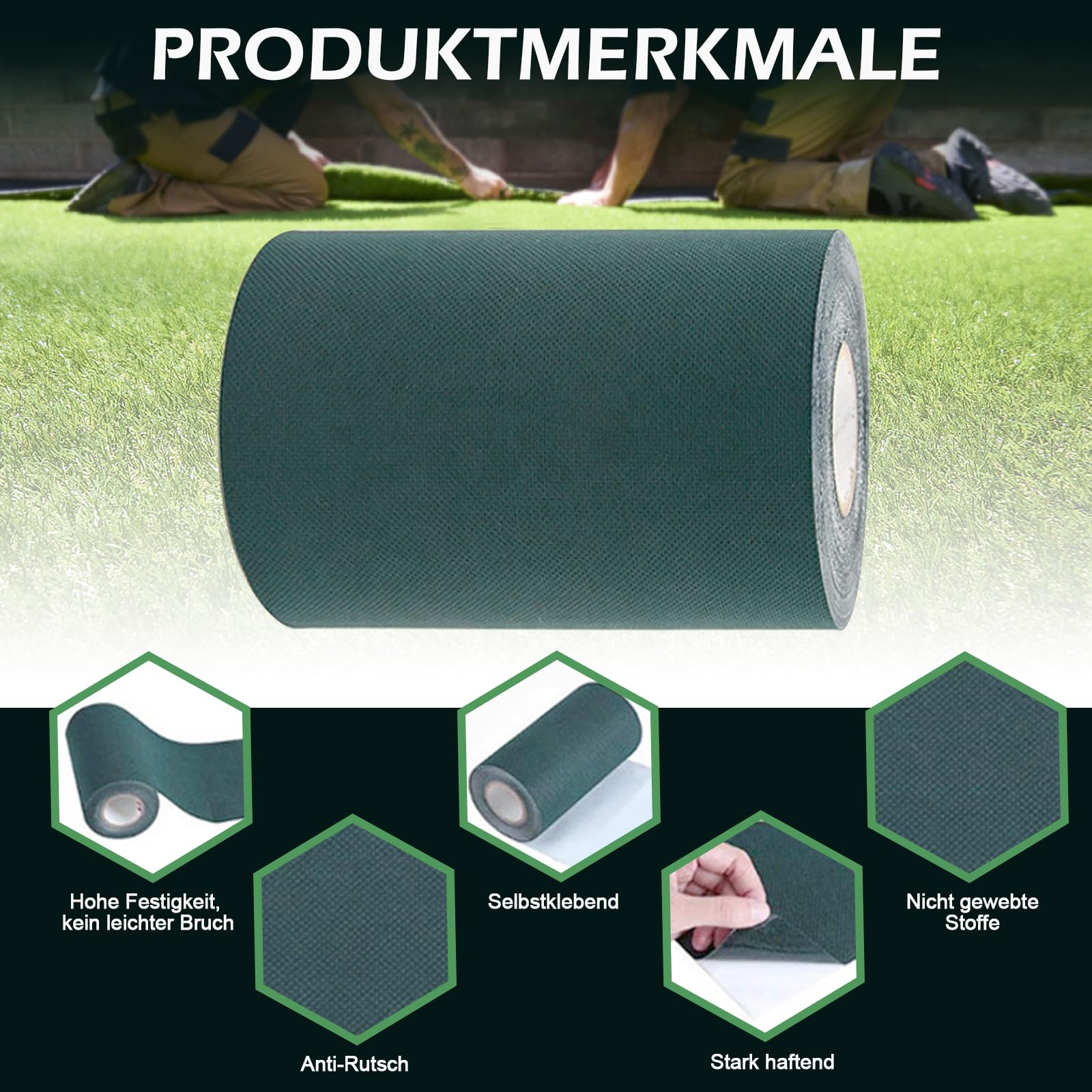 Ruban adhésif pour gazon artificiel - Bande de connexion autocollante pour bordure de pelouse - Pour fixation des joints - Ruban de couture de jardin - 15 cm x 15 m