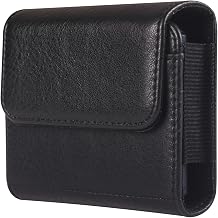 Flip Phone Case Cover Belt Clip Holster for Samsung Galaxy Z Flip 7/6/5/4/3, Motorola Razr 2025 2024 2023/ Razr Ultra Razr+ Plus Leather Cell Phone Pouch Holder with Card Slot Magnetic Closure Black