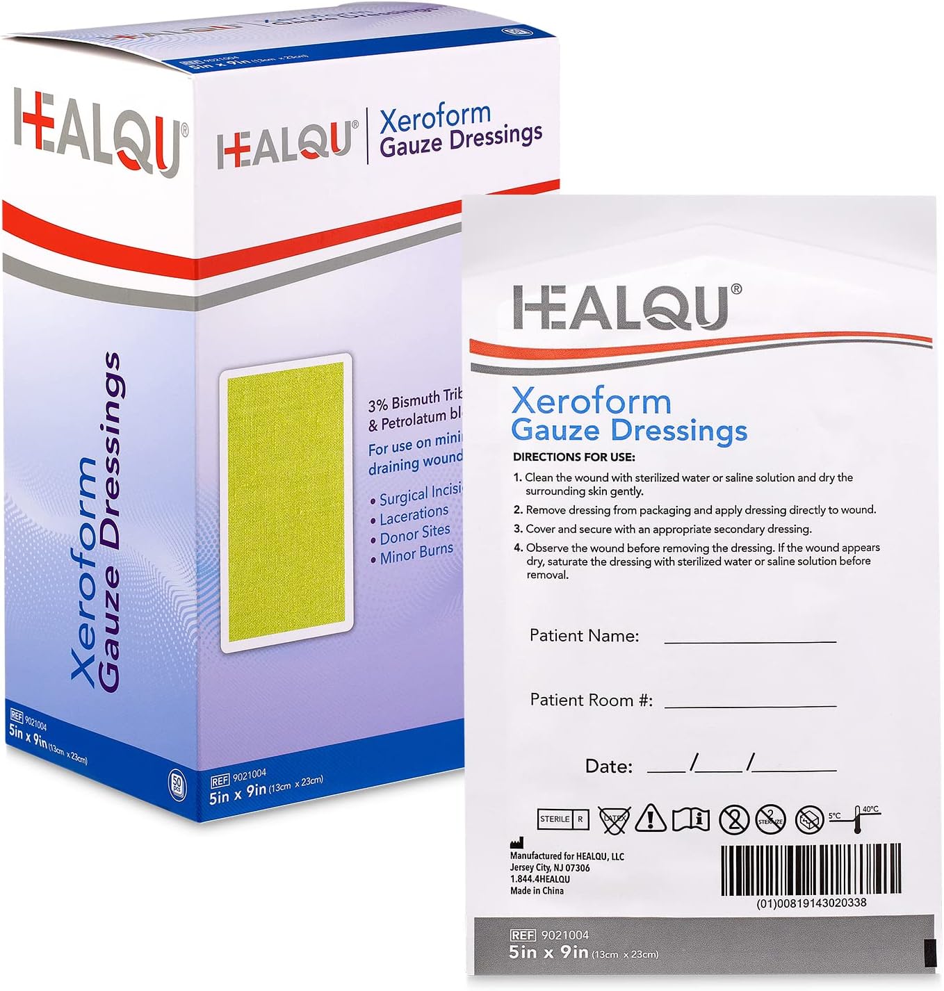 Healqu Xeroform Gauze Dressing 5x9 (50 ct)