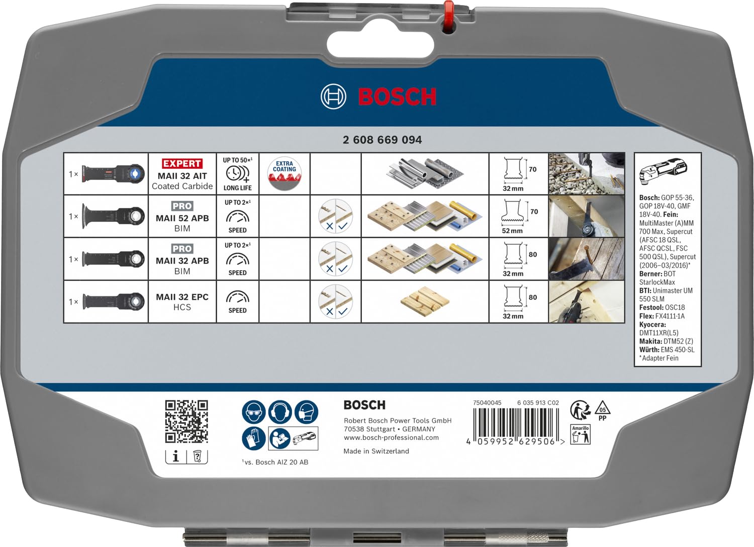 Bosch 4x Zestaw Heavy Duty, 4 szt. (do Stal nierdzewna, Stal, 200 x 120 mm, Professional Akcesoria Narzędzie wielofunkcyjne)
