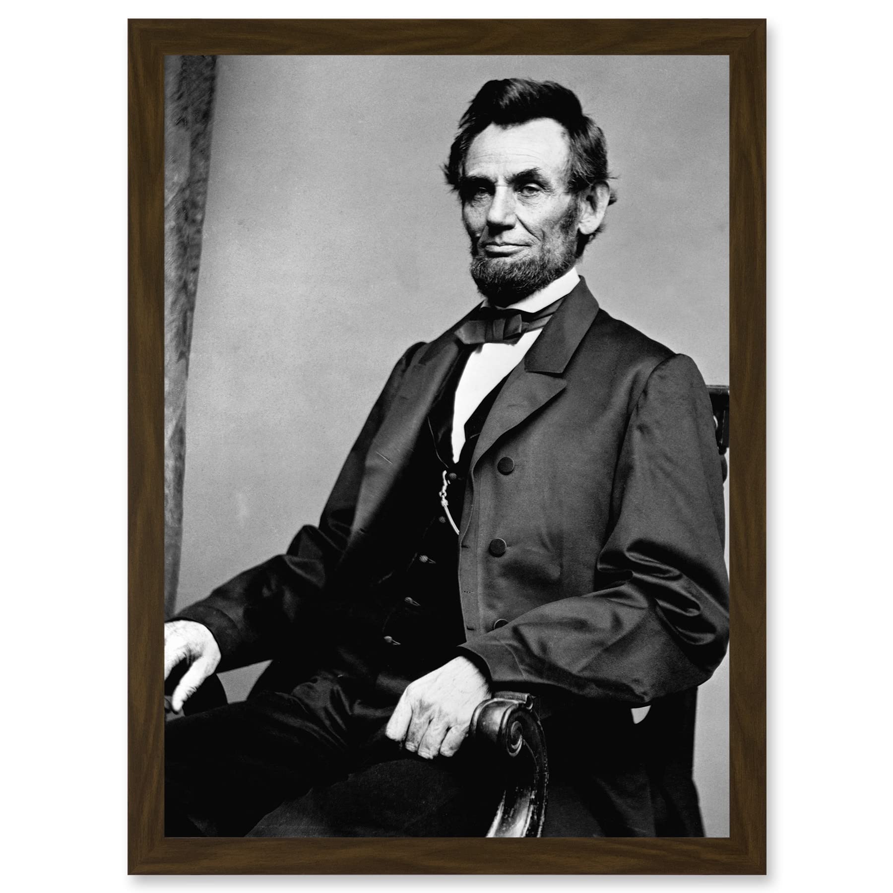 Artery8 Vintage Photo Portrait Honest Abe Abraham Lincoln President America USA Artwork Framed Wall Art Print A4