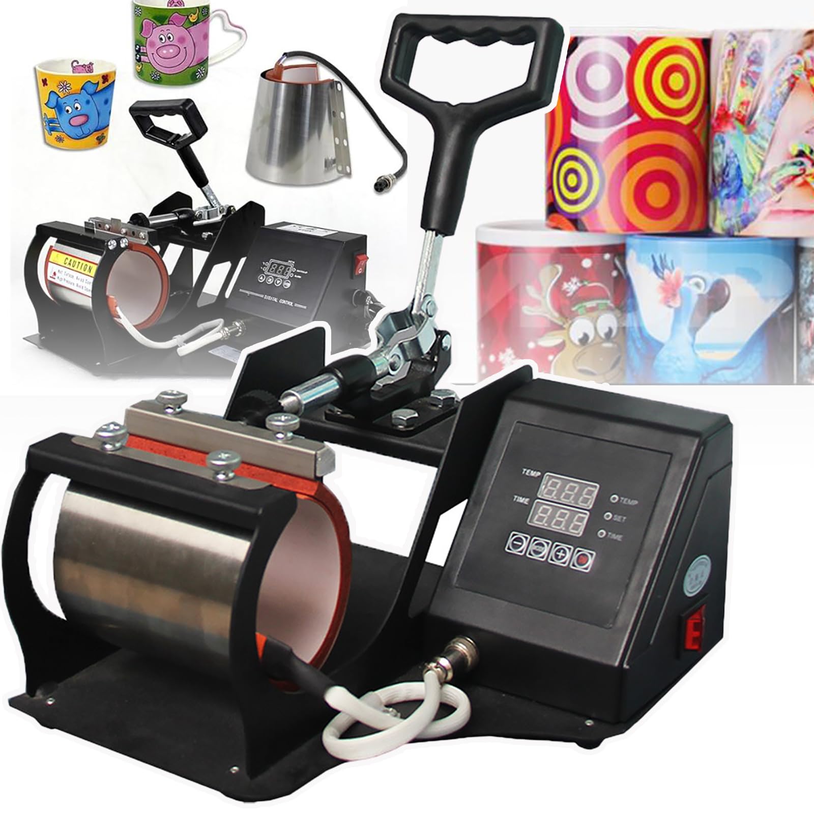 Presse à chaud pour gobelet noir de 325 ml avec minuterie de 299s et fer robuste 350W