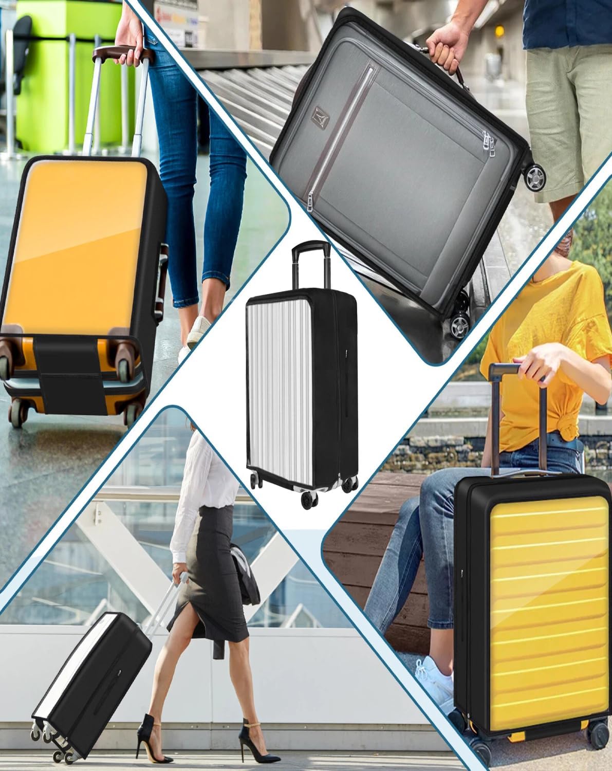 Yotako Upgraded Double Zippered Transparent PVC Suitcase Cover, No Disassembly Required Clear Luggage Protector for Suitcase Luggage Protector Cover 28'' - Image 6