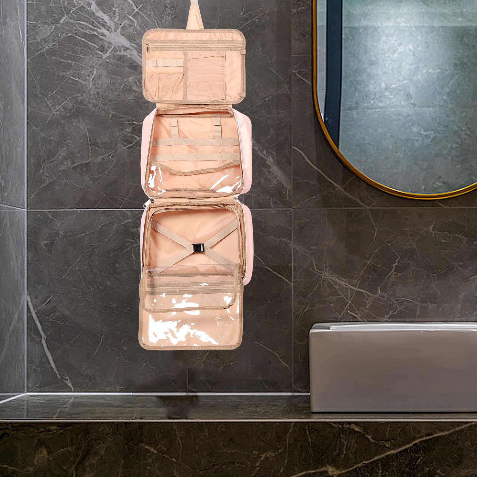 Borsa Toilette per Viaggio Organizer Cosmetici con e Gancio Ampia Capacità per
