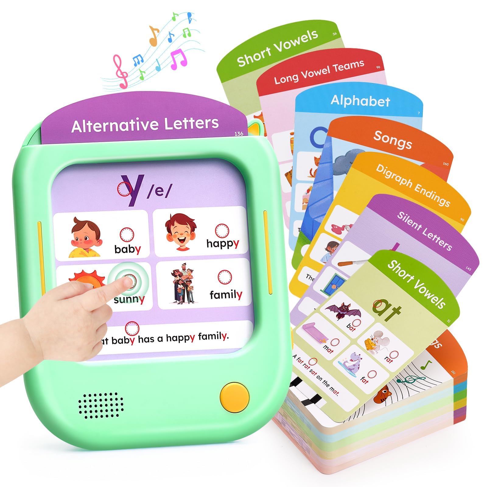 JoyCat Phonics Learning Tablet, 156 Pages Talking Flash Cards