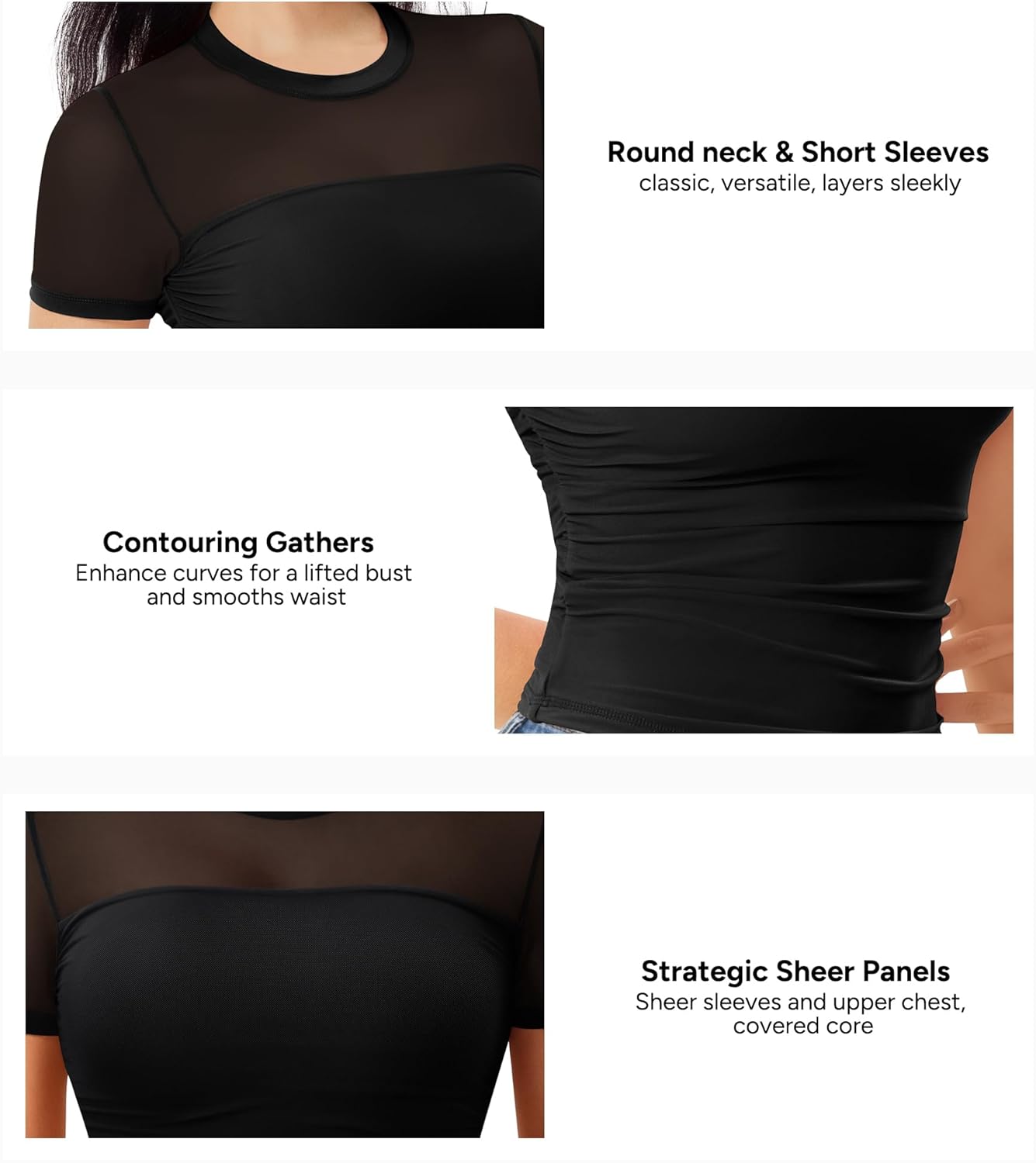 Nebility Womens Mesh Sheer Tops Short Sleeve Tee Crewneck Crop Top Going Out Date Outfits Fashion Clothes 2026 - Image 5