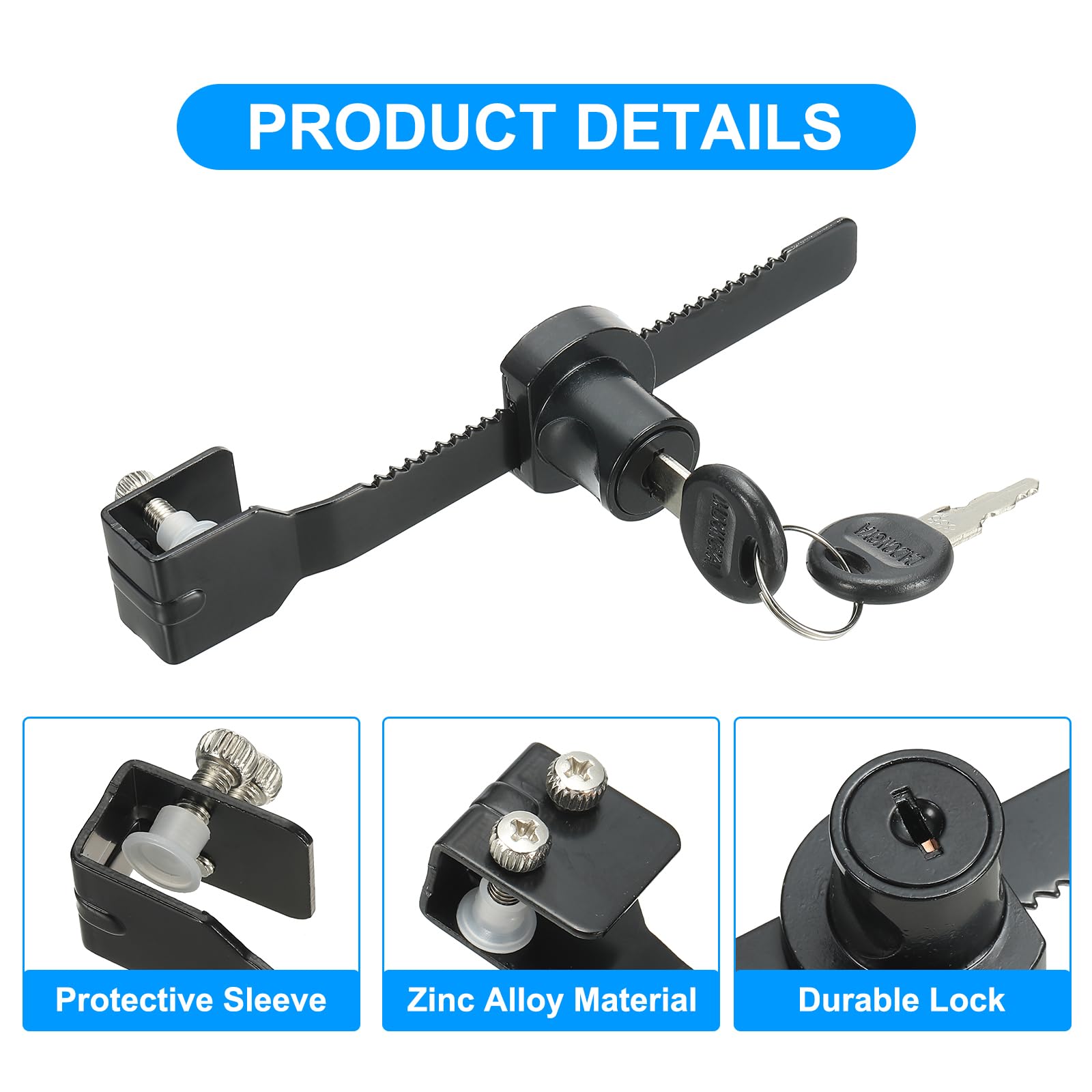 PATIKIL Glass Cabinet Lock, Keyed Different Zinc Alloy Single Swing Showcase Lock No Drill Glass Door Lock for 5-10mm Glass Door, Black - Image 4