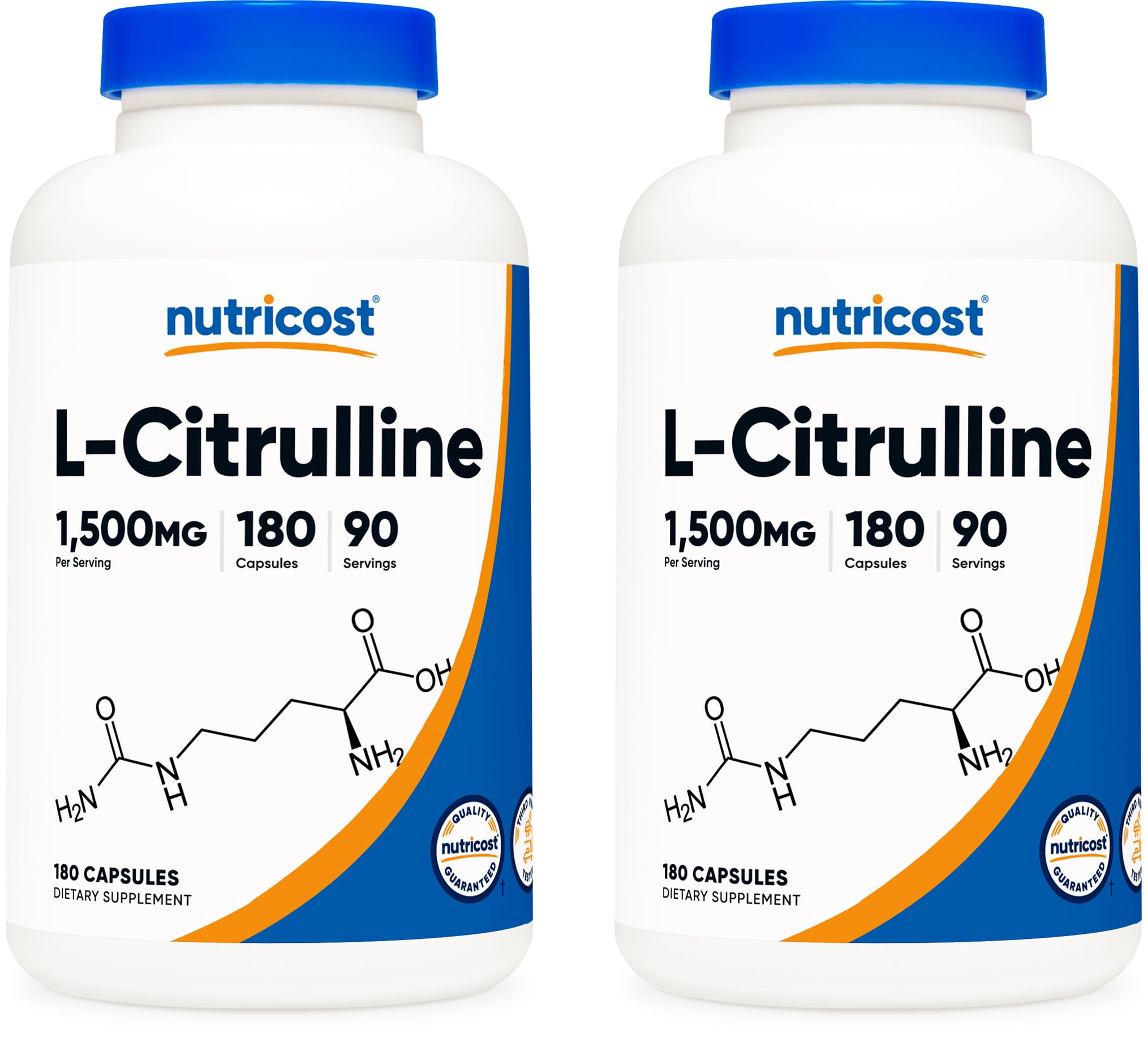 Nutricost L-Citrulline 750mg, 180 Capsules (2 Bottles)