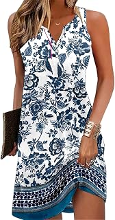 Ladlop Summer Dresses for Women 2026 Beach Loose Casual A Line Dress Sleeveless V-Neck Sundress with Pockets