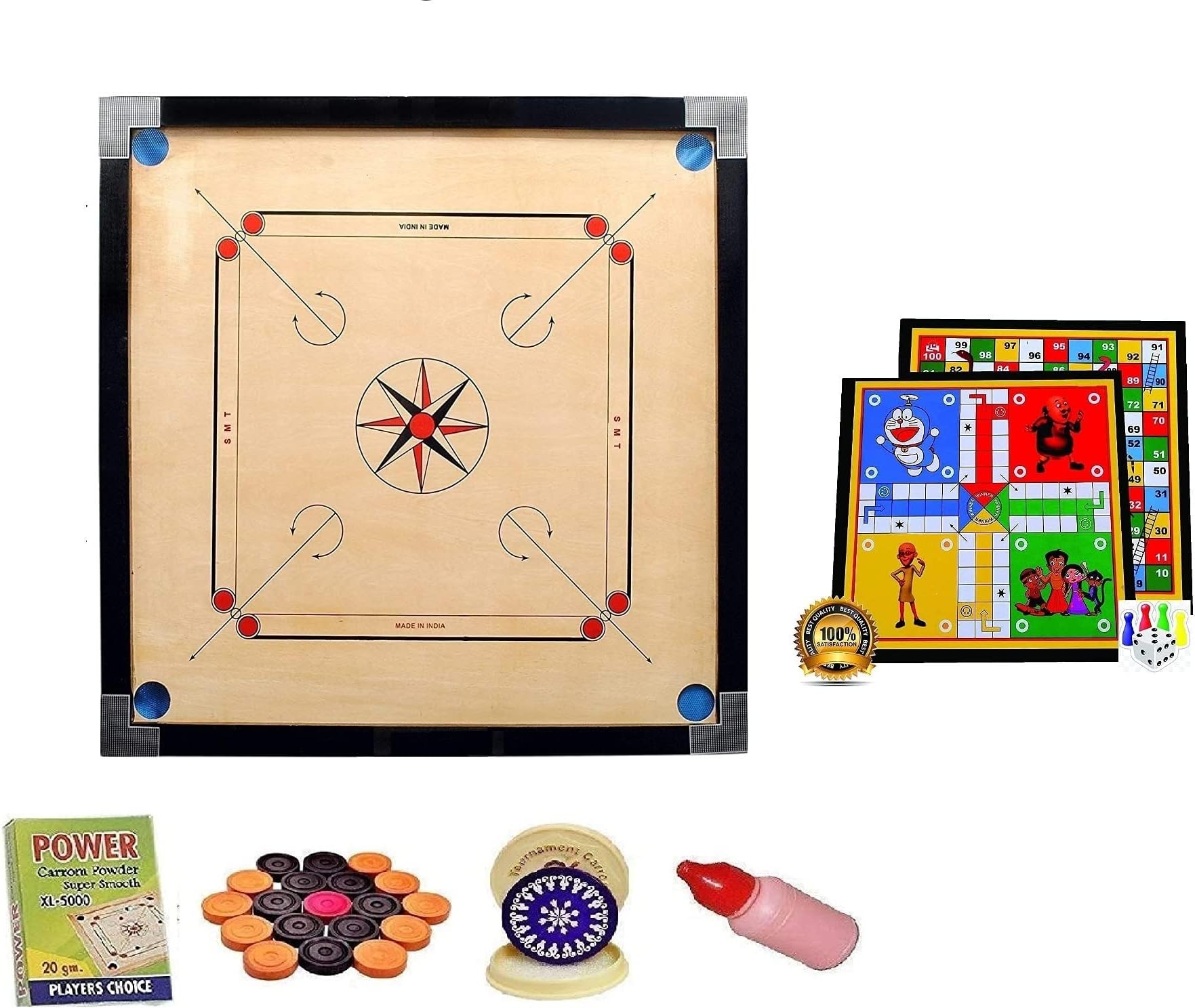 Volatility Superior Matte Finish Practice Carrom Board for Serious Professional Practice with Coins Striker and Powder Beige (32 Inch New Edition -QA01)