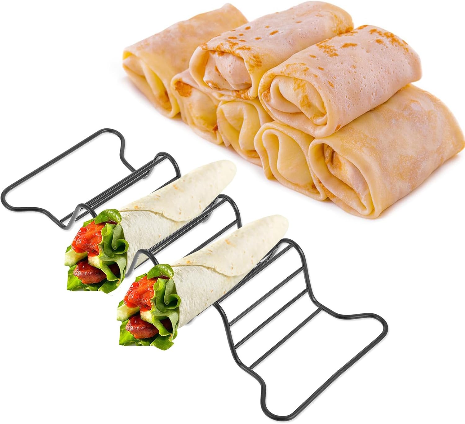 Stainless Steel Taco Holder Stand with Multiple Slots for Baking
