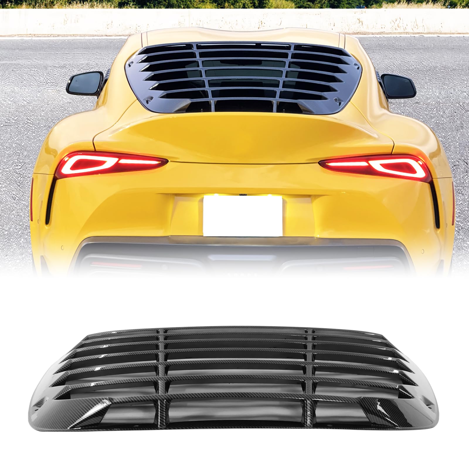 FREEMOTOR802 Rear Window Louver, Compatible with 2020-2025 Toyota GR Supra (J29/DB), IKON Style PP Sporty Rear Window Sun Shade Windshield Privacy