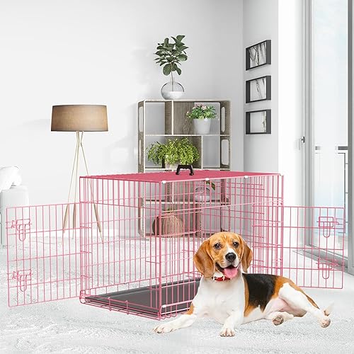 Miniatura 2 de Jaula para perros de 48 pulgadas, jaulas plegables de alambre mental, jaulas para perros grandes, para exteriores, interiores, mascotas, XL, con