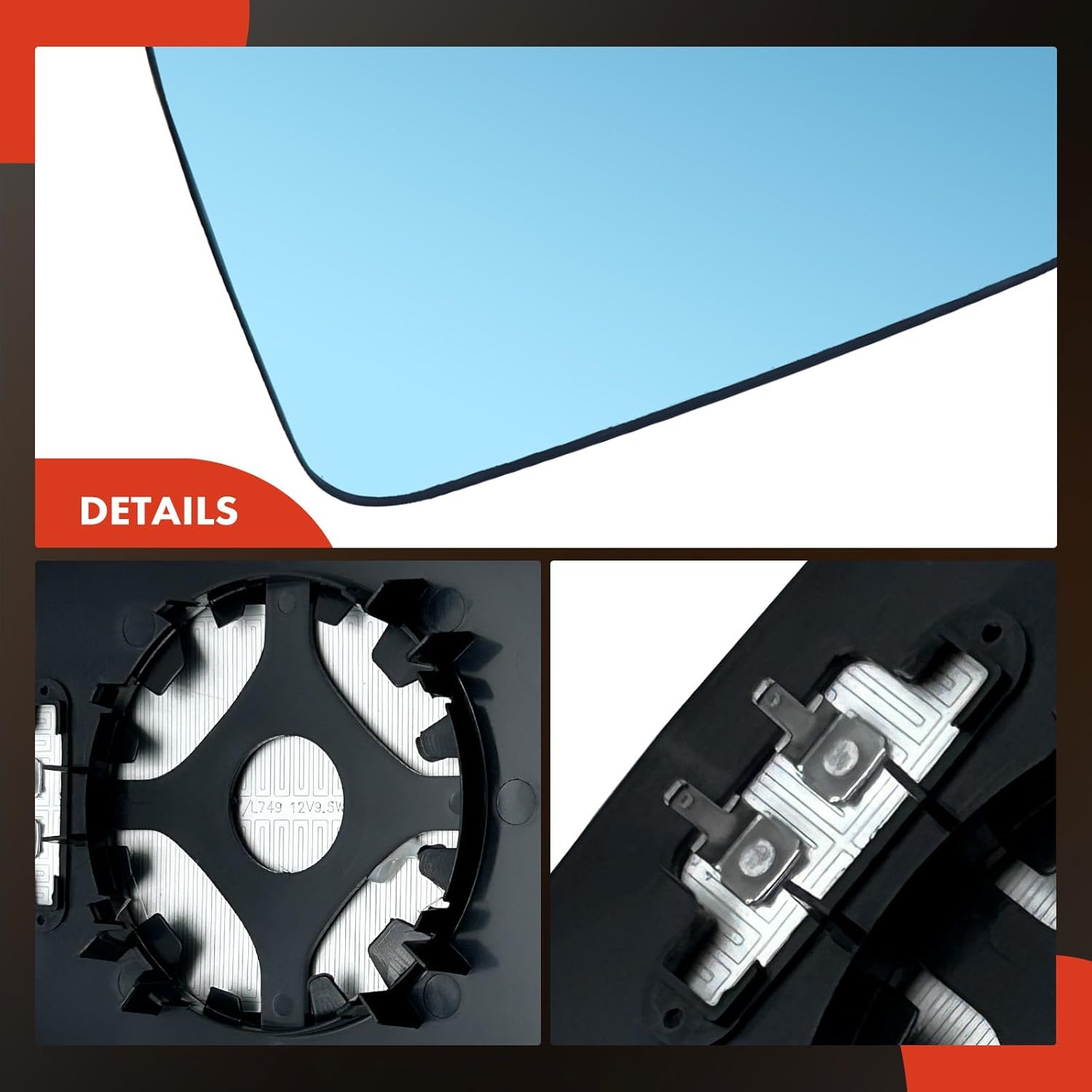 A-Premium 2-PC Driver and Passenger Side Heated Mirror Glass with Backing Plate Compatible with BMW E38 Series 740i 1995-2001, 740iL 1995-2001, 750iL 1995-2001 - Blue Exterior Side View Mirror