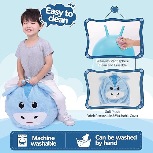 Miniatura 5 de INPANY Pelota de tolva para niños, juguetes para exteriores, pelota hinchable de felpa con asas, juguete de salto hippity hop, pelotas de salto para