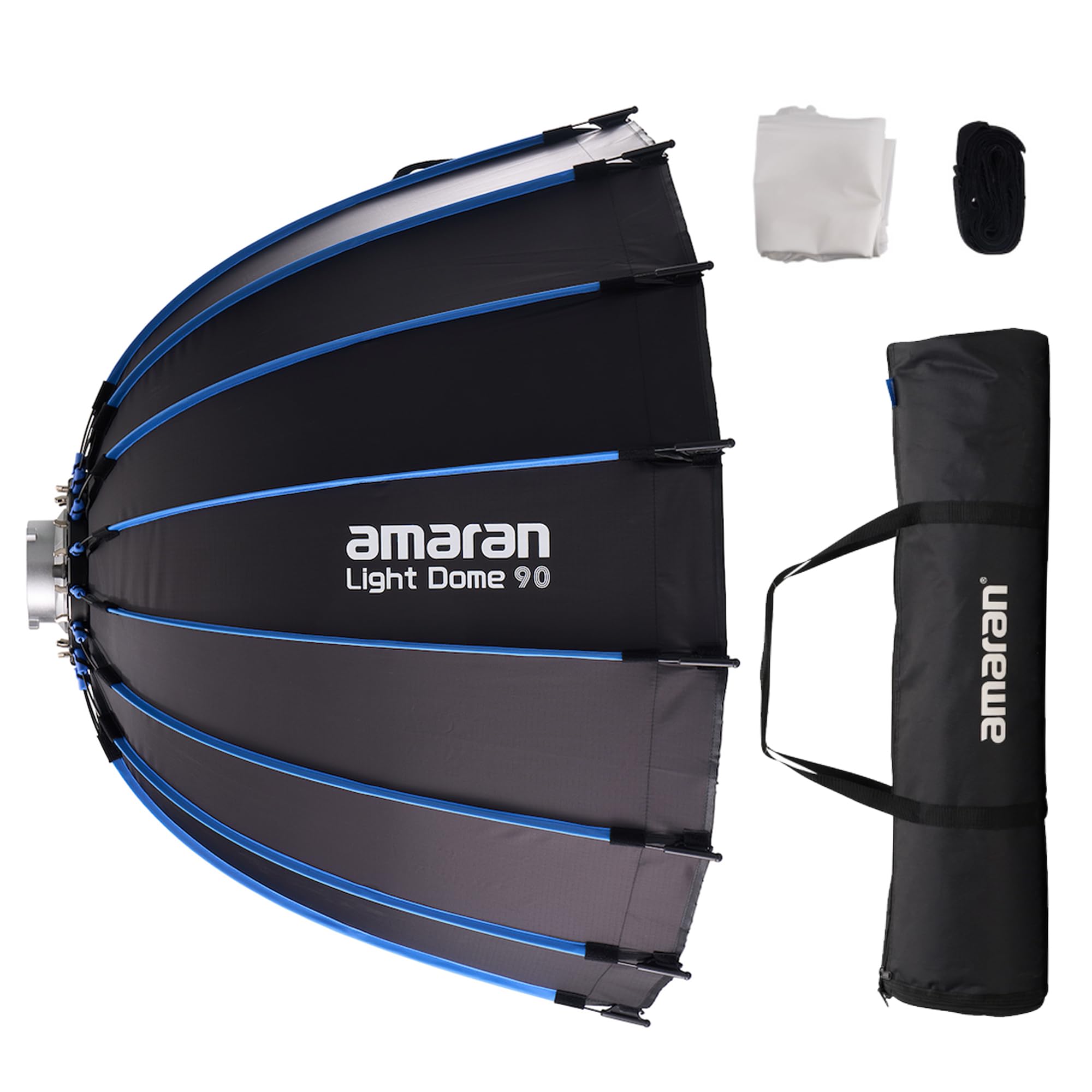 Amaran Light Dome 90 Bowens Mount Modifier,Size 90cm(3ft),Quick-Release Design with Grid,Two Difusion and Carrying Bag,Compatible with Amaran COB