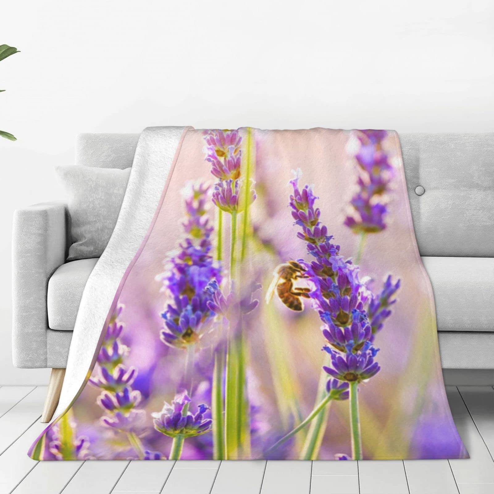 Lsjuee Throw Blanket Lavender Warm Cozy Soft Lightweight Flannel Fleece Blanket for Bedroom Sofa Room Home Decorative Fuzzy Blanket 40"x30"