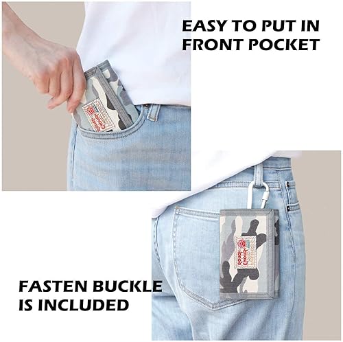 Miniatura 5 de Rough Enough - Carteras para niños y adolescentes con cartera de lona triple de camuflaje para niños, azul claro (Light Blue Camo)