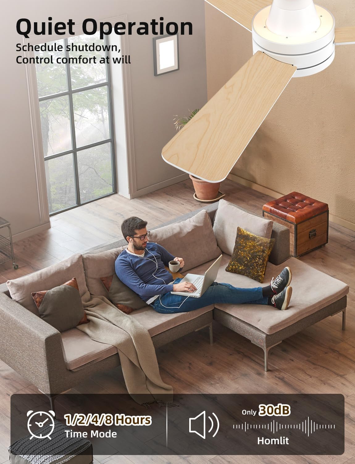 42" RGB Ceiling Fan with Light, Music Sync Smart Fan Works with Alexa/Google Assistant/App Control, Low Profile Flush Mount, 6-Speed Quiet DC Motor, 4 CCT Dimmable Lighting for Bedroom Living Room 7 71isICVICPL. AC SL1500