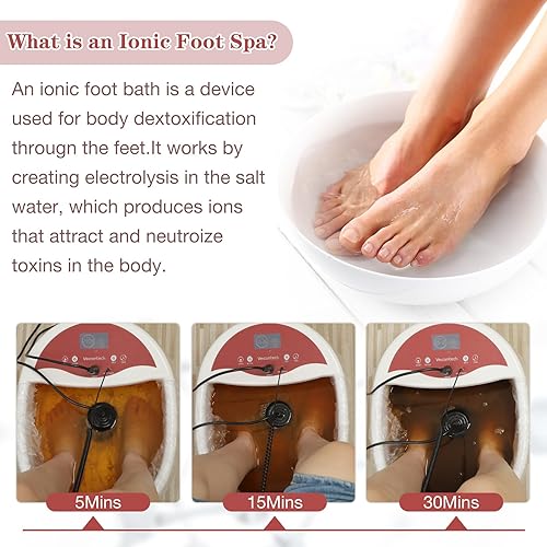 Miniatura 3 de Máquina de desintoxicación iónica para baño de pies, máquina de desintoxicación de pies, kit de spa de pies iónicos con 10 tabletas de jengibre, 2