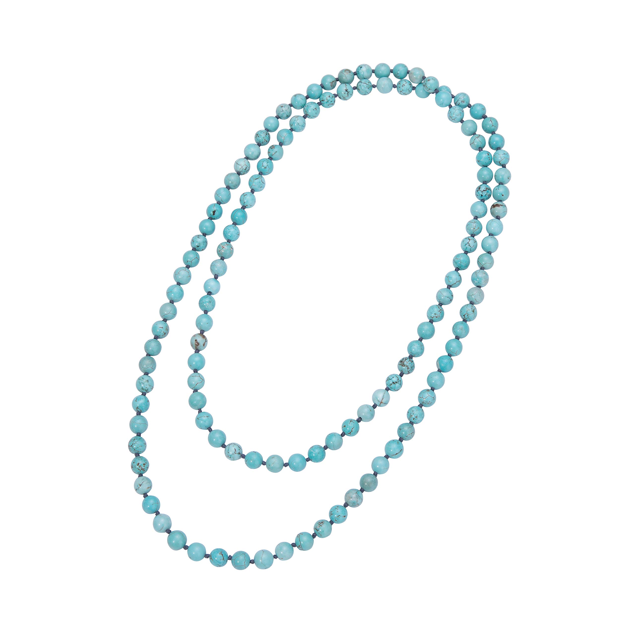 PERNNLA PEARL Natural Turquoise Long Beaded Necklace Wrap Bracelet Handmade Jewelry for Women Men